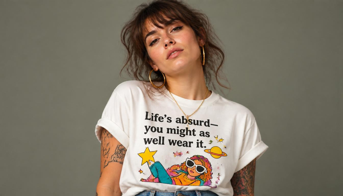 Woman wearing a Convict Shirts graphic tee from the monthly limited drop
